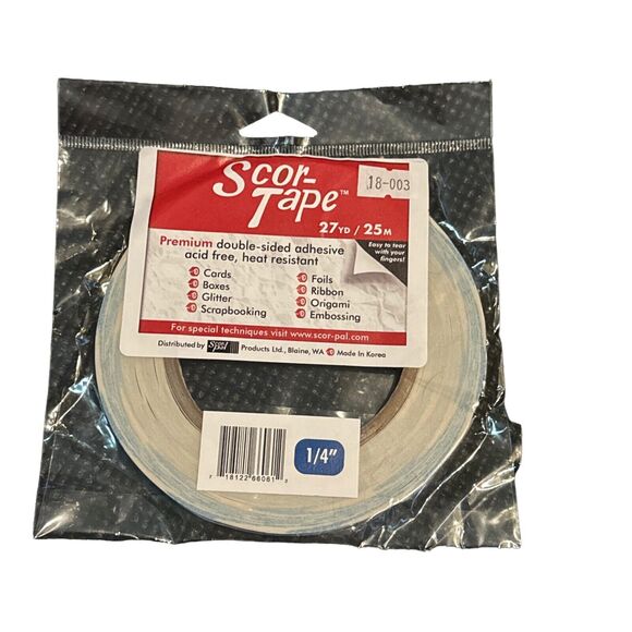 Scor-Tape 2 Double Sides Adhesive 1/2” and 1/4” 27 Yards Each Scrapbooking NEW - Picture 2 of 6